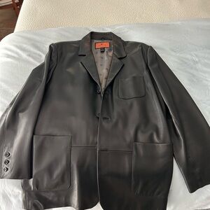 Mens Black Leather Blazer size L